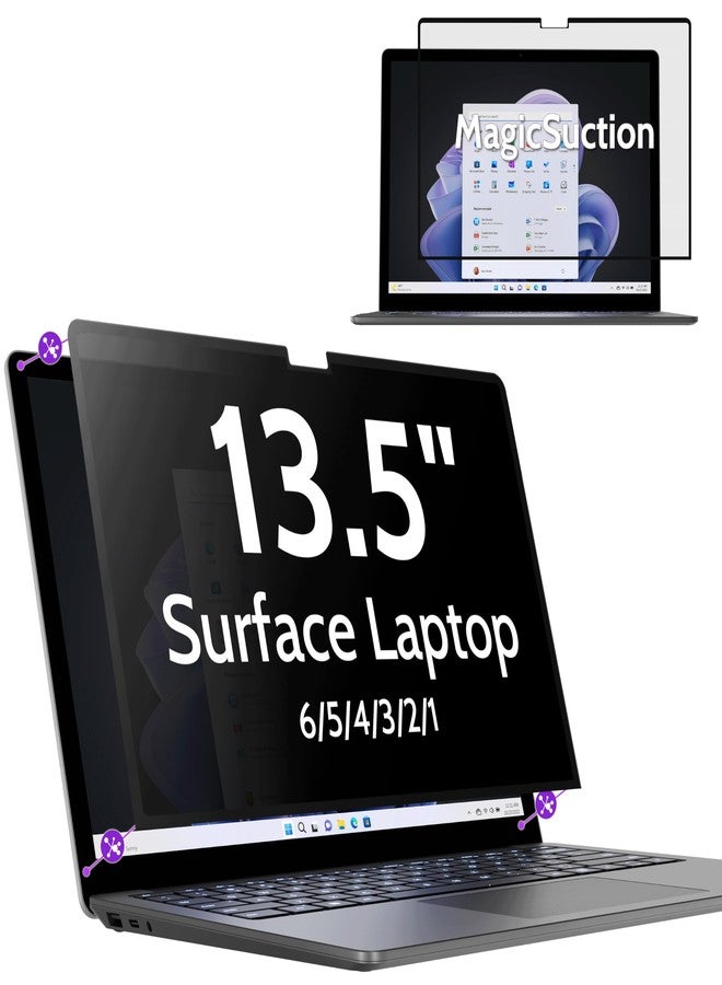 Peslv Privacy Screen for 13.5 Inch Surface Laptop 6/5/4/3/2/1, MagicSuction™ Removable Anti Spy Black Protector, Glare Blue Light Filter for Microsoft Laptop Computer Monitor - Image 1